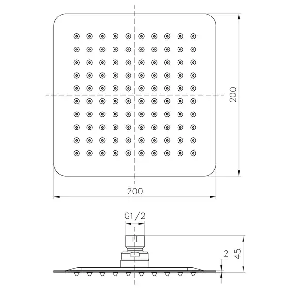 Верхний душ Imprese (цвет - хром) 200 х 200 мм (SQ200SS2) фото 2 Aquada.com.ua Верхний душ Imprese (цвет - хром) 200 х 200 мм (SQ200SS2) фото 2 Aquada.com.ua