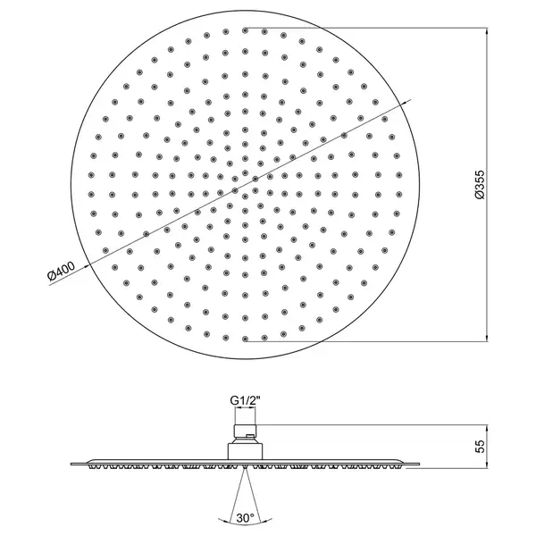 Лійка для верхнього душу Qtap Hlavova S400O1ZCC (QTHLAS400O1ZCC)