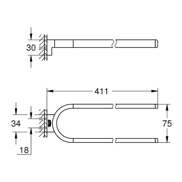 Подвійний тримач для рушників Grohe Selection (41059000) Подвійний тримач для рушників Grohe Selection (41059000)