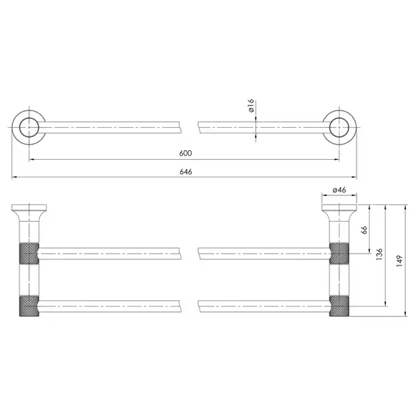 Полотенцедержатель двойной 600 мм Imprese Brenta, хром (ZMK071901290) фото 2 Aquada.com.ua Полотенцедержатель двойной 600 мм Imprese Brenta, хром (ZMK071901290) фото 2 Aquada.com.ua
