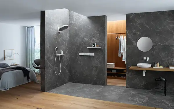 Шланговое подсоединение с держателем для душа с полкой Hansgrohe Rainfinity Porter 500 (цвет - белый матовый) (26843700) фото 3 Aquada.com.ua