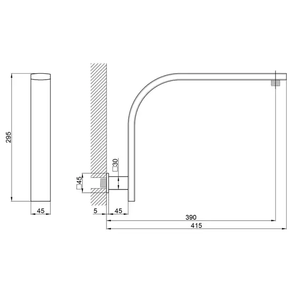 Кронштейн для верхнього душу Qtap Trubice 422NС (QTTRB422NС) фото 2 Aquada.com.ua
