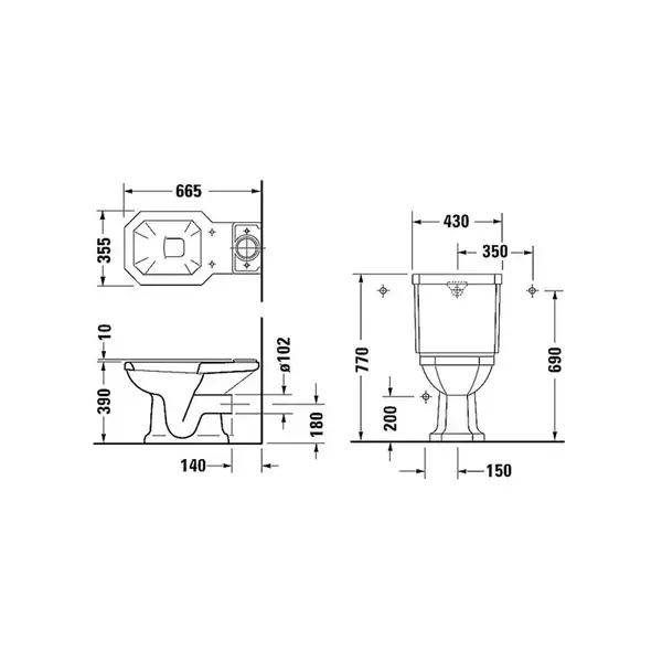 Унитаз - компакт Duravit 1930 + бачок (с сиденьем) (0227010000+0872210005+0064810000) фото 3 Aquada.com.ua Унитаз - компакт Duravit 1930 + бачок (с сиденьем) (0227010000+0872210005+0064810000) фото 3 Aquada.com.ua