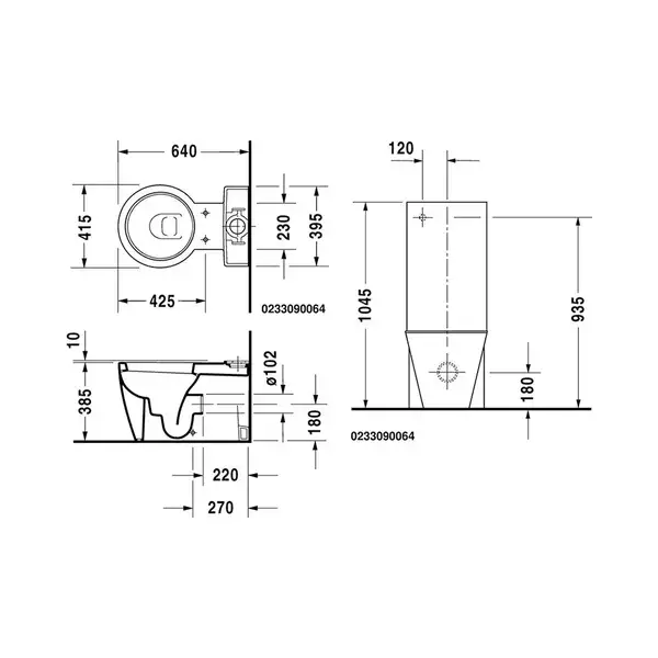 Унитаз комбинированный Duravit Starck 1 с бачком, вертикальный смыв (0233090064+8727100005) фото 4 Aquada.com.ua