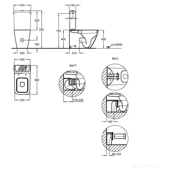 Унитаз-компакт Rimfree (безободковий) с бачком Geberit Icon Square, с сиденьем Soft Close (200930000+228960000+571910000) фото 3 Aquada.com.ua