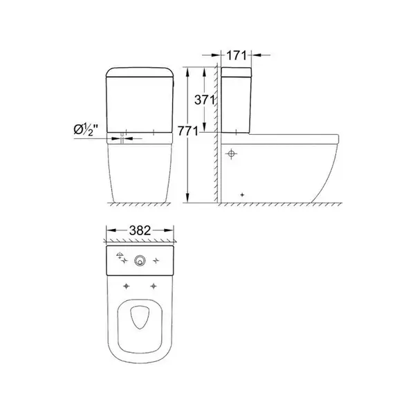 Змивний бачок для унітазу Grohe Euro Ceramic, підведення знизу, білий (39332000)