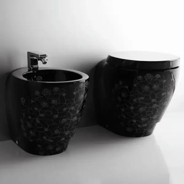 Унитаз приставной Simas Bohemien, чёрный с декором (BO01nero-decorTP) фото 2 Aquada.com.ua Унитаз приставной Simas Bohemien, чёрный с декором (BO01nero-decorTP) фото 2 Aquada.com.ua