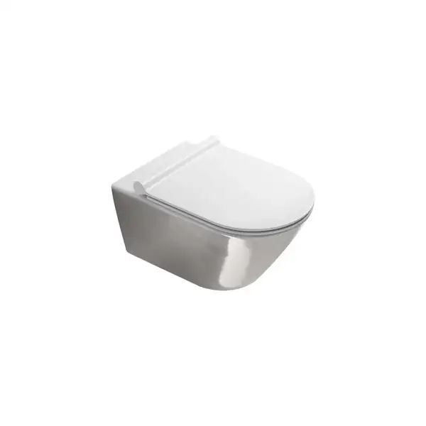 Унитаз подвесной NewFlush (безободковый) Catalano Gold & Silver с сиденьем Soft Close (1VS55NRBA+5SCSTP000) фото 1 Aquada.com.ua