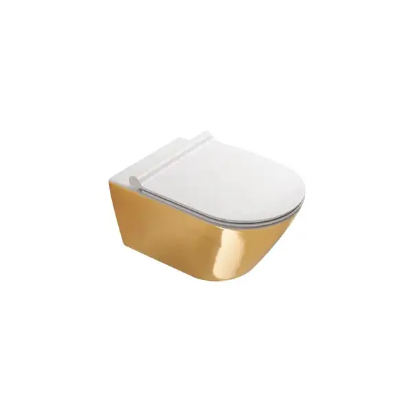 Унитаз подвесной NewFlush (безободковый) Catalano Gold & Silver с сиденьем Soft Close (1VS55NRBO+5SCSTP000) фото 1 Aquada.com.ua Унитаз подвесной NewFlush (безободковый) Catalano Gold & Silver с сиденьем Soft Close (1VS55NRBO+5SCSTP000) фото 1 Aquada.com.ua