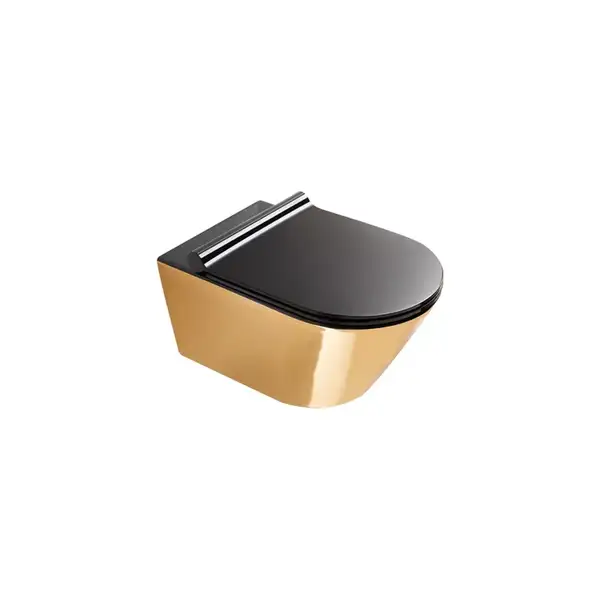 Унитаз подвесной NewFlush (безободковый) Catalano Gold & Silver с сиденьем Soft Close (1VS55NRNO+5SCSTPNNE) фото 1 Aquada.com.ua Унитаз подвесной NewFlush (безободковый) Catalano Gold & Silver с сиденьем Soft Close (1VS55NRNO+5SCSTPNNE) фото 1 Aquada.com.ua