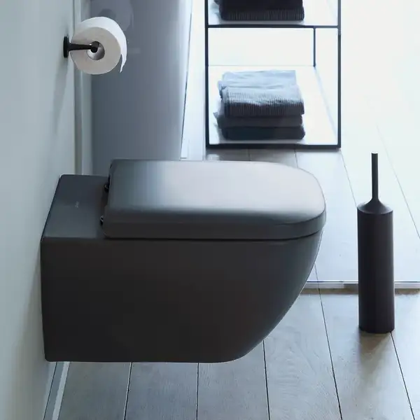 Унитаз подвесной Rimless (безободковый) Duravit Happy D.2 с сиденьем Soft Close, антрацит матовый (2222098900+0064591300) фото 2 Aquada.com.ua Унитаз подвесной Rimless (безободковый) Duravit Happy D.2 с сиденьем Soft Close, антрацит матовый (2222098900+0064591300) фото 2 Aquada.com.ua
