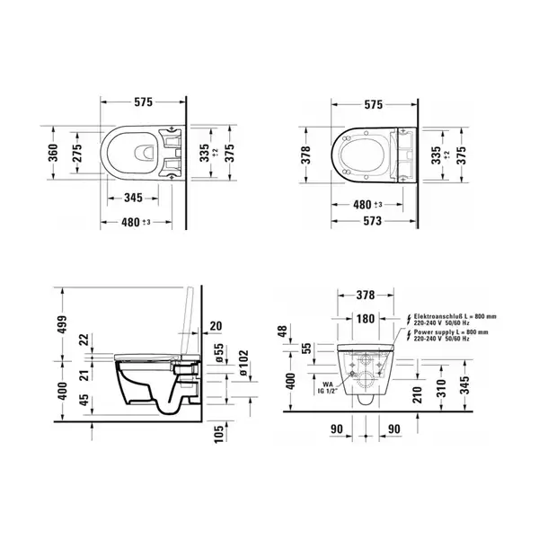 Унитаз-биде Rimless (безободковый) Duravit Me by Starck с сиденьем SensoWash® Starck Plus (2510092000+612000012000320) фото 9 Aquada.com.ua Унитаз-биде Rimless (безободковый) Duravit Me by Starck с сиденьем SensoWash® Starck Plus (2510092000+612000012000320) фото 9 Aquada.com.ua