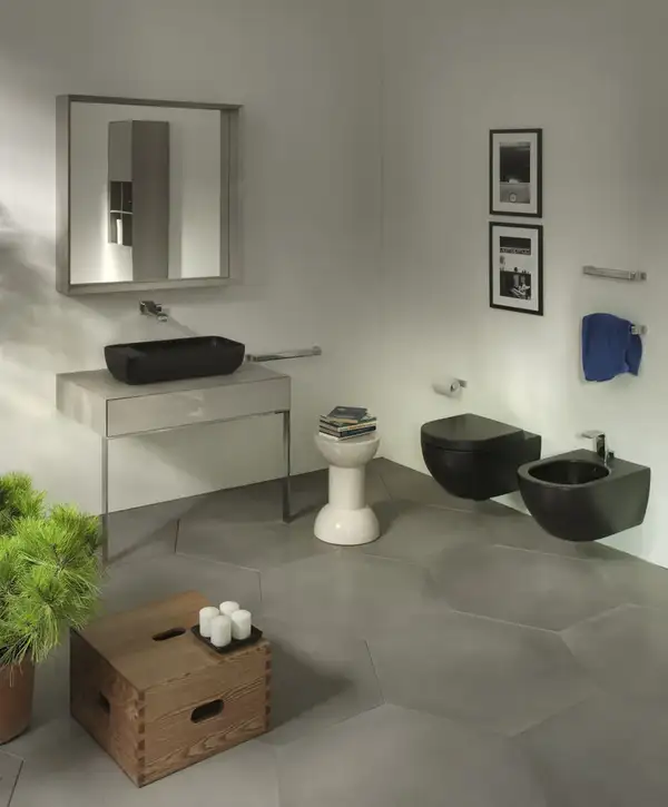 Унитаз подвесной, Goclean® (безободковый) Flaminia App с сиденьем Soft Close, чёрный (AP118G+QKCW03 black) фото 2 Aquada.com.ua