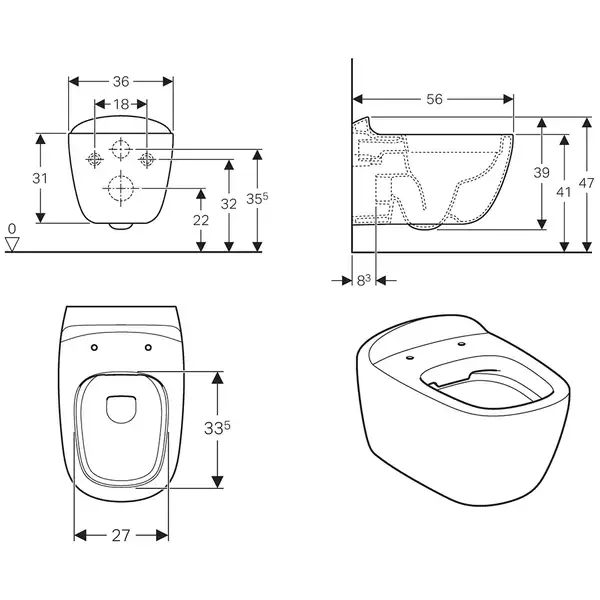 Унитаз подвесной Rimfree (безободковый) Geberit Citterio, с сиденьем Soft Close (500.510.01.1+500.540.01.1) фото 4 Aquada.com.ua Унитаз подвесной Rimfree (безободковый) Geberit Citterio, с сиденьем Soft Close (500.510.01.1+500.540.01.1) фото 4 Aquada.com.ua