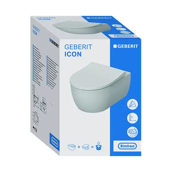 Унитаз подвесной Rimfree (безободковий) Geberit Icon, с сиденьем Soft Close (500.784.01.1) фото 2 Aquada.com.ua Унитаз подвесной Rimfree (безободковий) Geberit Icon, с сиденьем Soft Close (500.784.01.1) фото 2 Aquada.com.ua