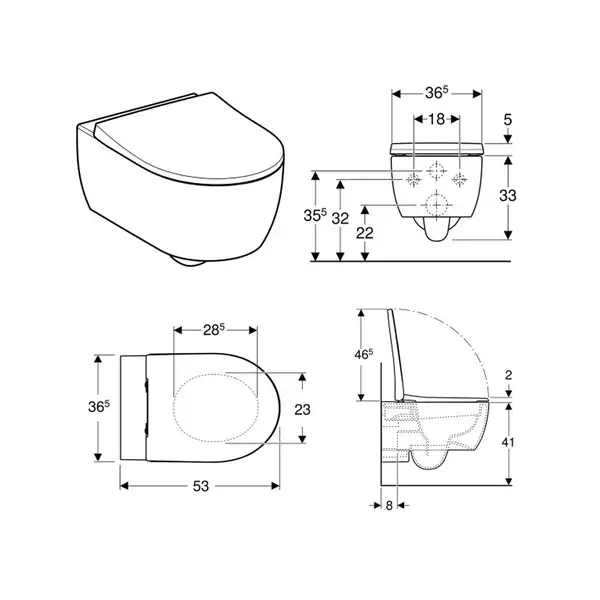 Унитаз подвесной Rimfree (безободковий) Geberit Icon, с сиденьем Soft Close (500.784.01.1) Унитаз подвесной Rimfree (безободковий) Geberit Icon, с сиденьем Soft Close (500.784.01.1)