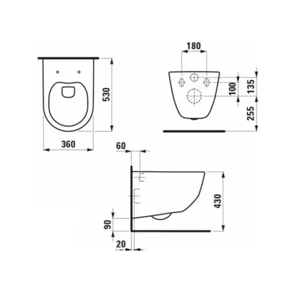 Laufen Pro Унітаз підвісний з сидінням Slim, білий (H8669570000001)