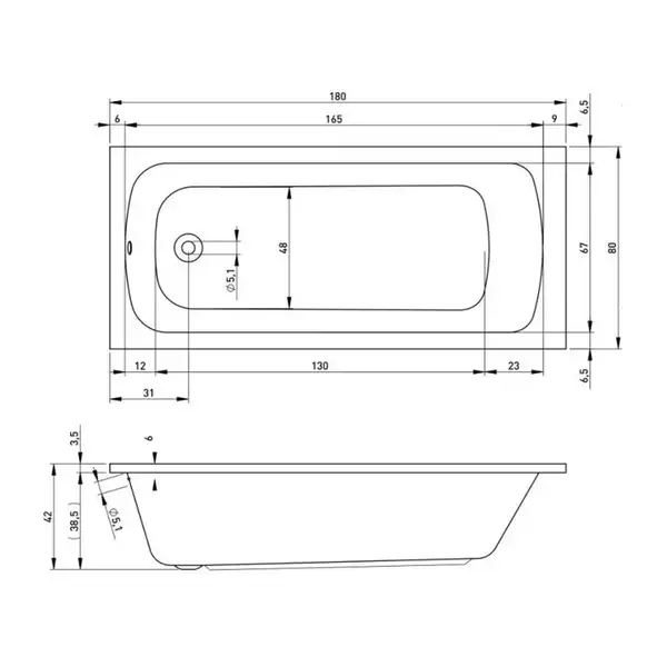 Ванна акриловая Devit Comfort 180 х 80 см (18080123) фото 2 Aquada.com.ua