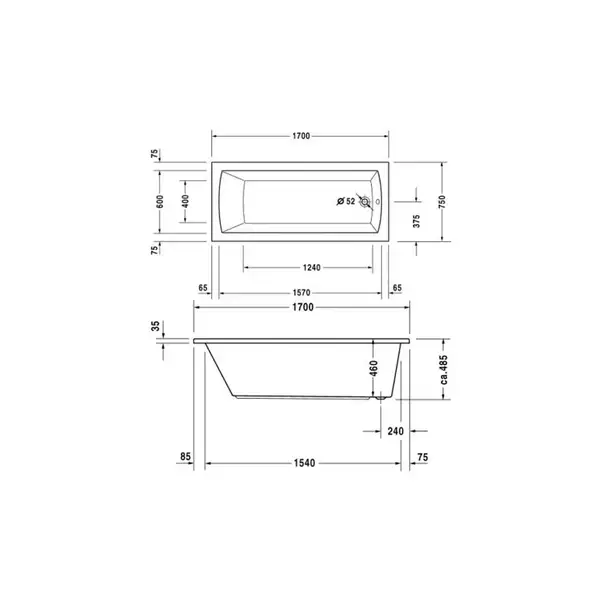 Ванна акриловая Duravit Daro 170 х 75 см (700027000000000) фото 3 Aquada.com.ua Ванна акриловая Duravit Daro 170 х 75 см (700027000000000) фото 3 Aquada.com.ua