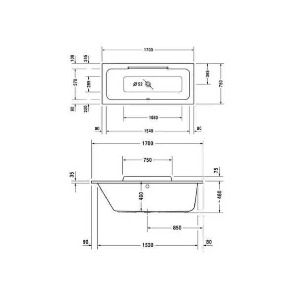 Ванна акриловая Duravit DuraStyle 170 х 75 см (700296000000000) фото 4 Aquada.com.ua Ванна акриловая Duravit DuraStyle 170 х 75 см (700296000000000) фото 4 Aquada.com.ua