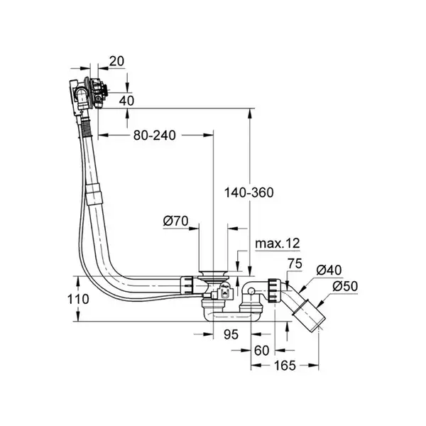 Сифон для ванни без комплекту верхньої монтажної частини GROHE Talentofill (28990000) напівавтомати Сифон для ванни без комплекту верхньої монтажної частини GROHE Talentofill (28990000) напівавтомати