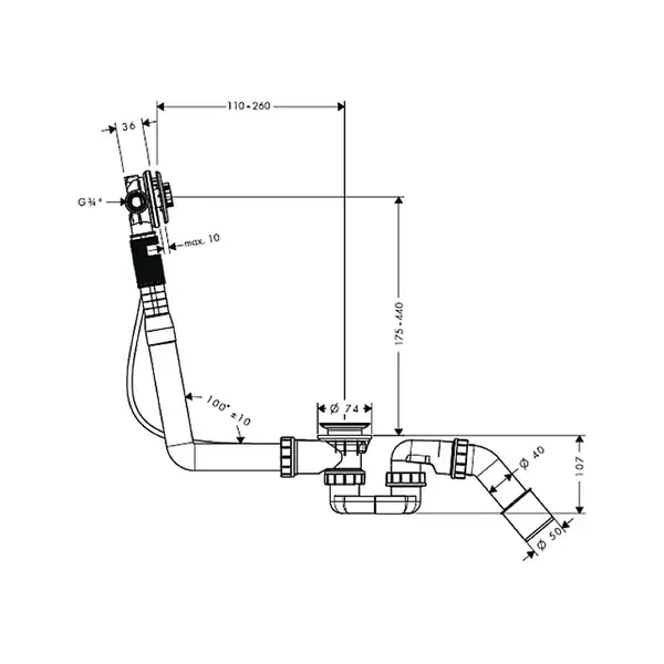 Сифон для ванны Hansgrohe Exafill S (58115180) фото 2 Aquada.com.ua