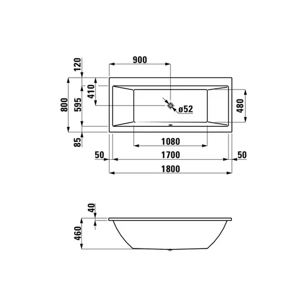 Ванна акриловая 180 х 80 см Laufen Pro (H2329500000001) фото 4 Aquada.com.ua