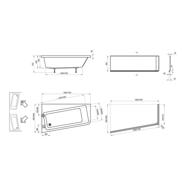 Ravak 10° Ванна акриловая 170x100 R, белая (C821000000) Ravak 10° Ванна акриловая 170x100 R, белая (C821000000)