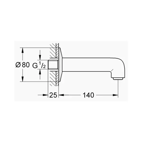 Вилив для ванни Grohe BauClassic Neutral (13258000)