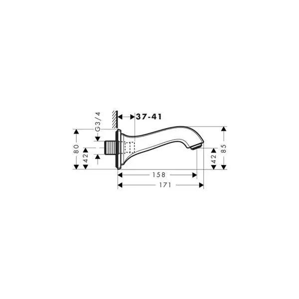 Излив на ванну Hansgrohe Metropol Classic (цвет - хром/золото) (13425090) фото 2 Aquada.com.ua Излив на ванну Hansgrohe Metropol Classic (цвет - хром/золото) (13425090) фото 2 Aquada.com.ua