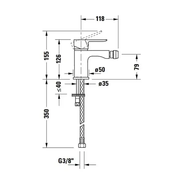 Смеситель для биде Duravit A.1 (цвет - хром), с донным клапаном (A12400001010) фото 2 Aquada.com.ua Смеситель для биде Duravit A.1 (цвет - хром), с донным клапаном (A12400001010) фото 2 Aquada.com.ua