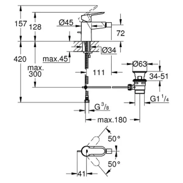 Смеситель для биде Grohe BauEdge (цвет - хром) (23331000)