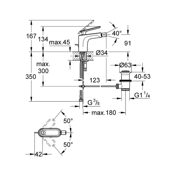 Cмеситель для биде Grohe Veris (цвет - хром) (32193000) фото 2 Aquada.com.ua Cмеситель для биде Grohe Veris (цвет - хром) (32193000) фото 2 Aquada.com.ua