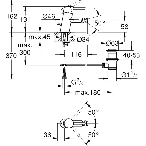 Змішувач для біде Grohe Concetto, хром (32208001) Змішувач для біде Grohe Concetto, хром (32208001)