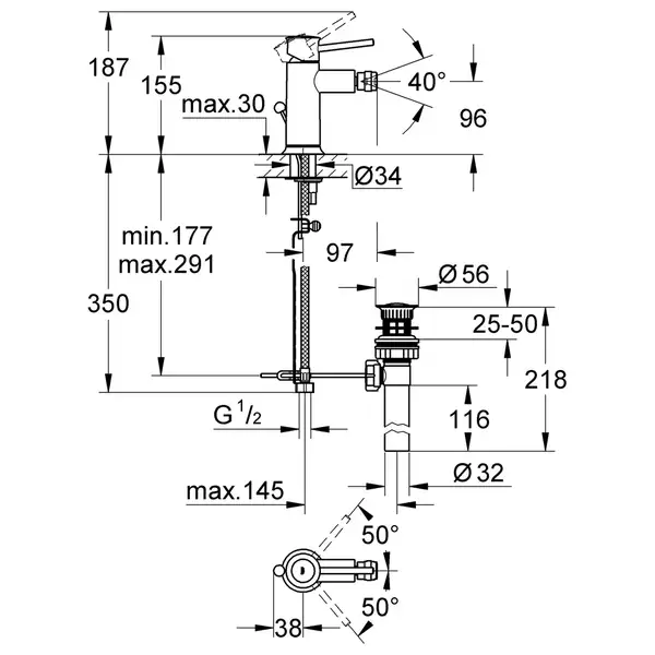 Grohe BauClassic Смеситель для биде, хром (32864000) Grohe BauClassic Смеситель для биде, хром (32864000)