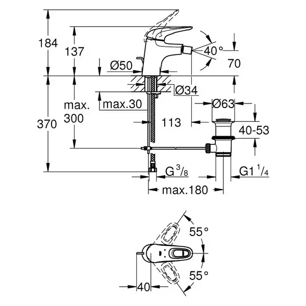 Змішувач для біде Grohe Eurostyle (33565LS3) Змішувач для біде Grohe Eurostyle (33565LS3)