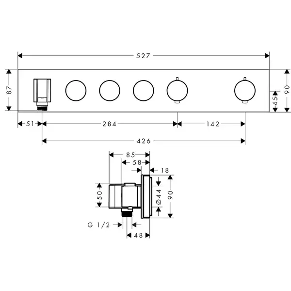 Термостат для скрытого монтажа Axor ShowerSolutions 530/90 на 3 потребителя (цвет - satin black) (18356350) фото 2 Aquada.com.ua Термостат для скрытого монтажа Axor ShowerSolutions 530/90 на 3 потребителя (цвет - satin black) (18356350) фото 2 Aquada.com.ua