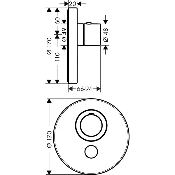 Axor ShowerSelect S Highflow Термостат скрытого монтажа, хром (36726000) Axor ShowerSelect S Highflow Термостат скрытого монтажа, хром (36726000)