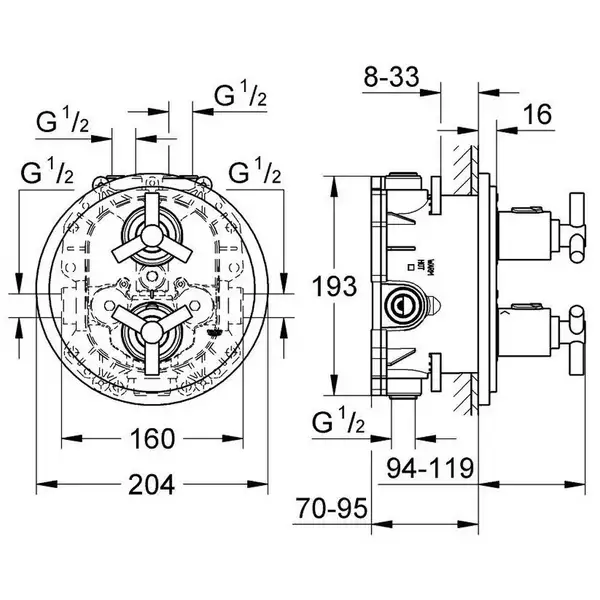 Grohe Atrio Термостат верхньої частини, хром (19394000) Grohe Atrio Термостат верхньої частини, хром (19394000)