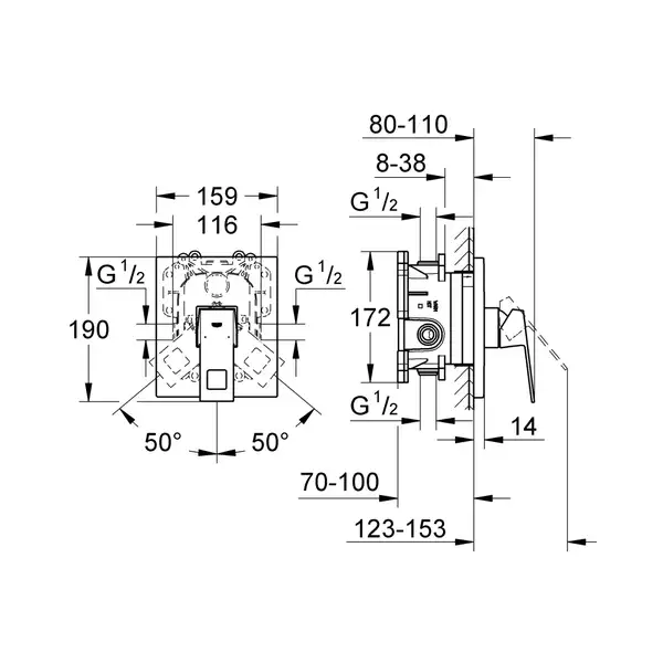 Смеситель для душа скрытого монтажа, однорычажный Grohe Eurocube (19898000) фото 5 Aquada.com.ua Смеситель для душа скрытого монтажа, однорычажный Grohe Eurocube (19898000) фото 5 Aquada.com.ua