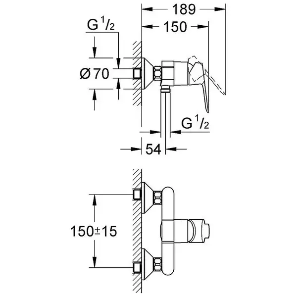 Змішувач для душа Grohe Bauedge, хром (23333000) Змішувач для душа Grohe Bauedge, хром (23333000)
