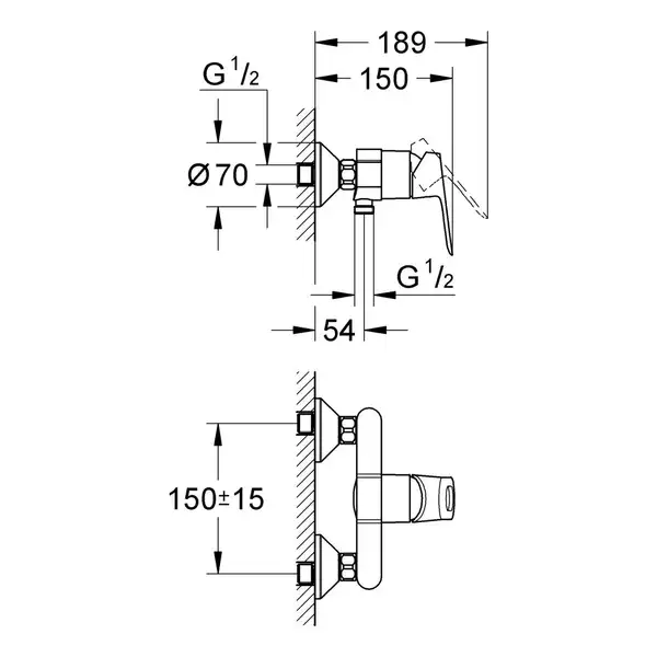 Grohe BauLoop Змішувач для душу, хром (23340000) Grohe BauLoop Змішувач для душу, хром (23340000)