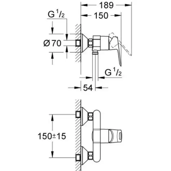 Grohe BauLoop Змішувач для душу, хром (23340000) Grohe BauLoop Змішувач для душу, хром (23340000)