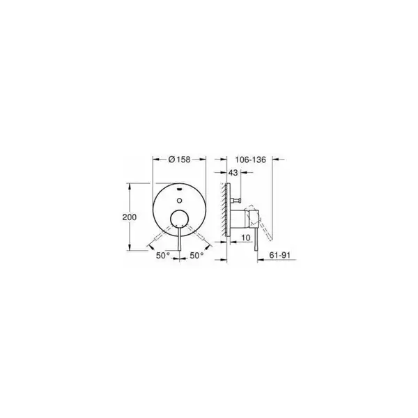 Змішувач прихованого монтажу для 1 споживача Grohe Essence New (24057001) Змішувач прихованого монтажу для 1 споживача Grohe Essence New (24057001)