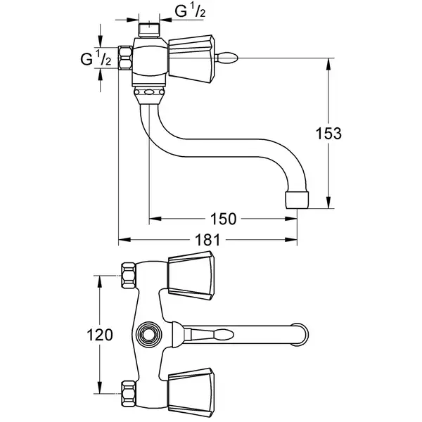 Змішувач для ванни з довгим виливом Grohe Costa trend (26013000) Змішувач для ванни з довгим виливом Grohe Costa trend (26013000)