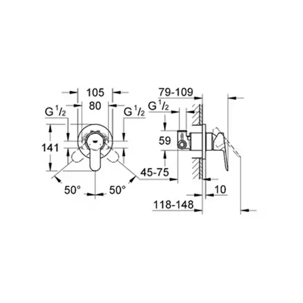 Смеситель для душа Grohe Bau Edge (цвет - хром) (29040000) фото 2 Aquada.com.ua Смеситель для душа Grohe Bau Edge (цвет - хром) (29040000) фото 2 Aquada.com.ua