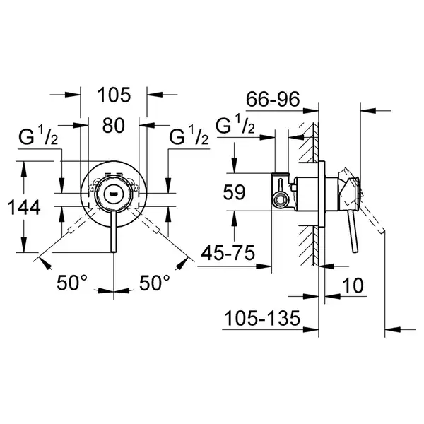 Grohe BauClassic Смеситель для душа, хром (29048000)