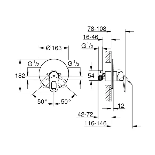 Смеситель для душа Grohe Bau Loop (цвет - хром) (29080000) фото 2 Aquada.com.ua