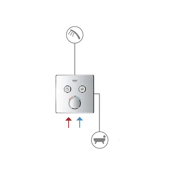 Смеситель для ванны/душа на 2 выхода Grohe SmartControl (цвет - хром) (29148000) фото 5 Aquada.com.ua Смеситель для ванны/душа на 2 выхода Grohe SmartControl (цвет - хром) (29148000) фото 5 Aquada.com.ua