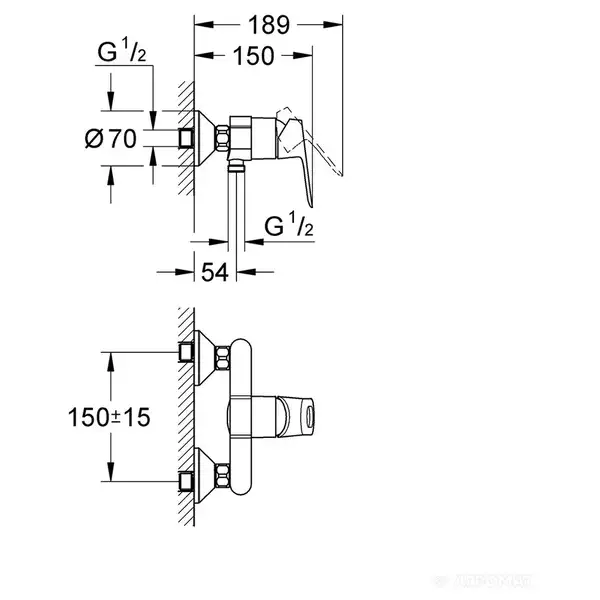Змішувач для душа Grohe BauLoop, хром (32816000) Змішувач для душа Grohe BauLoop, хром (32816000)